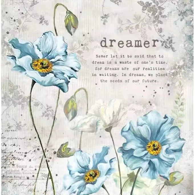 Custom factory 40g Vintage Mulberry paper Rice paper Printed Floral Decoupage Paper for Wood Crafts Scrapbooking and Furniture