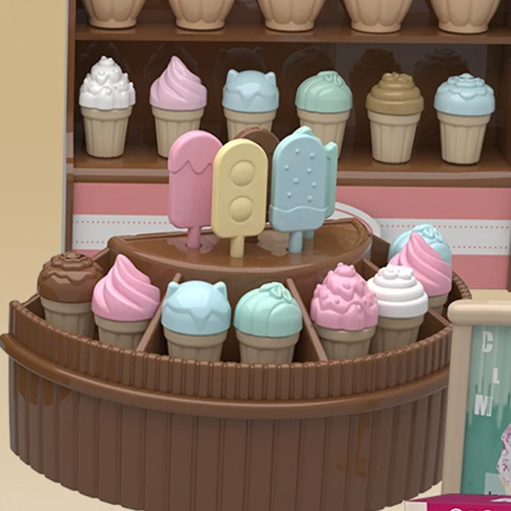 New ice cream shop mini toy furnitures house pretend other toys furniture set play for children