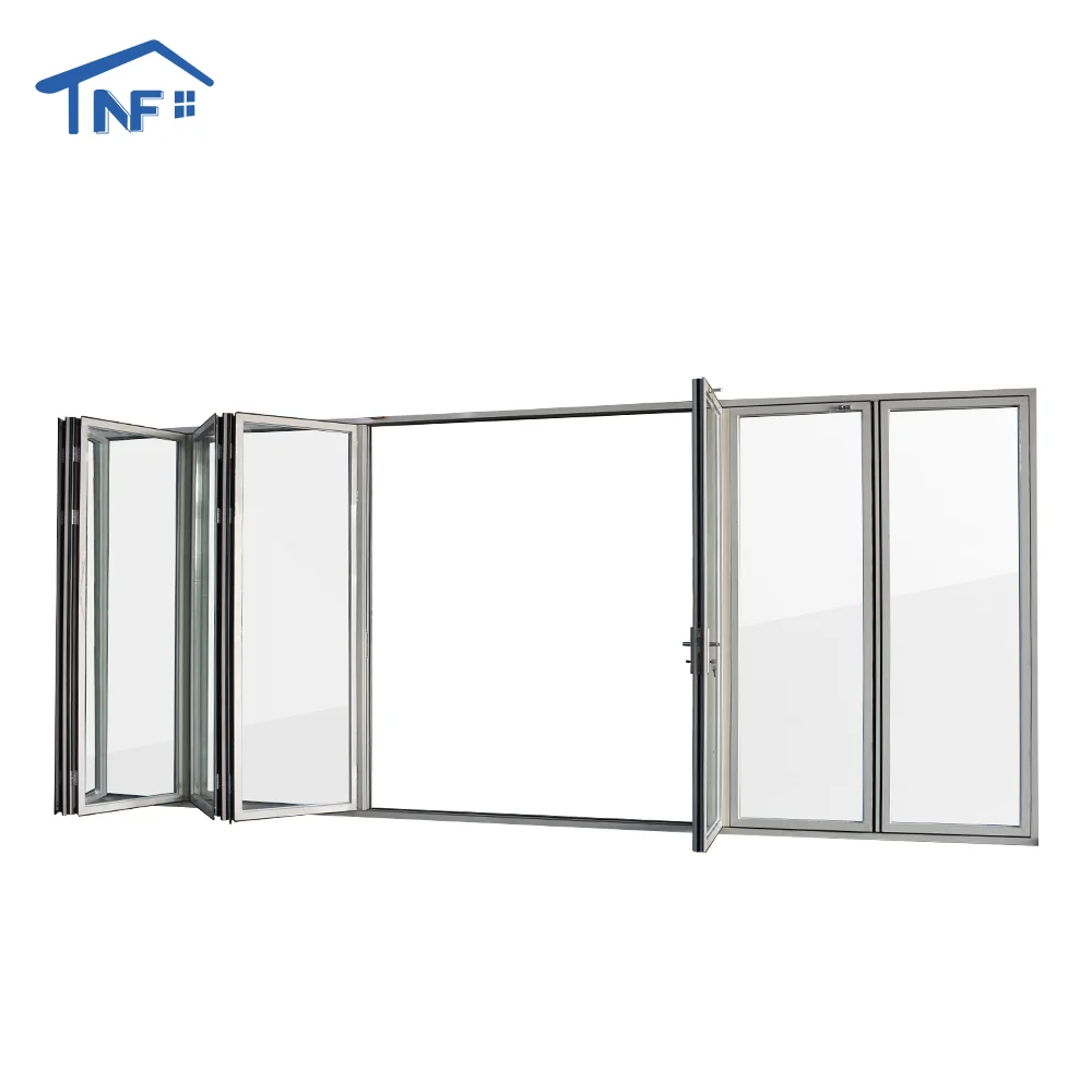 Customized Bifold patio Sliding Bi folding Door Exterior Balcony Aluminum Glass Folding Door