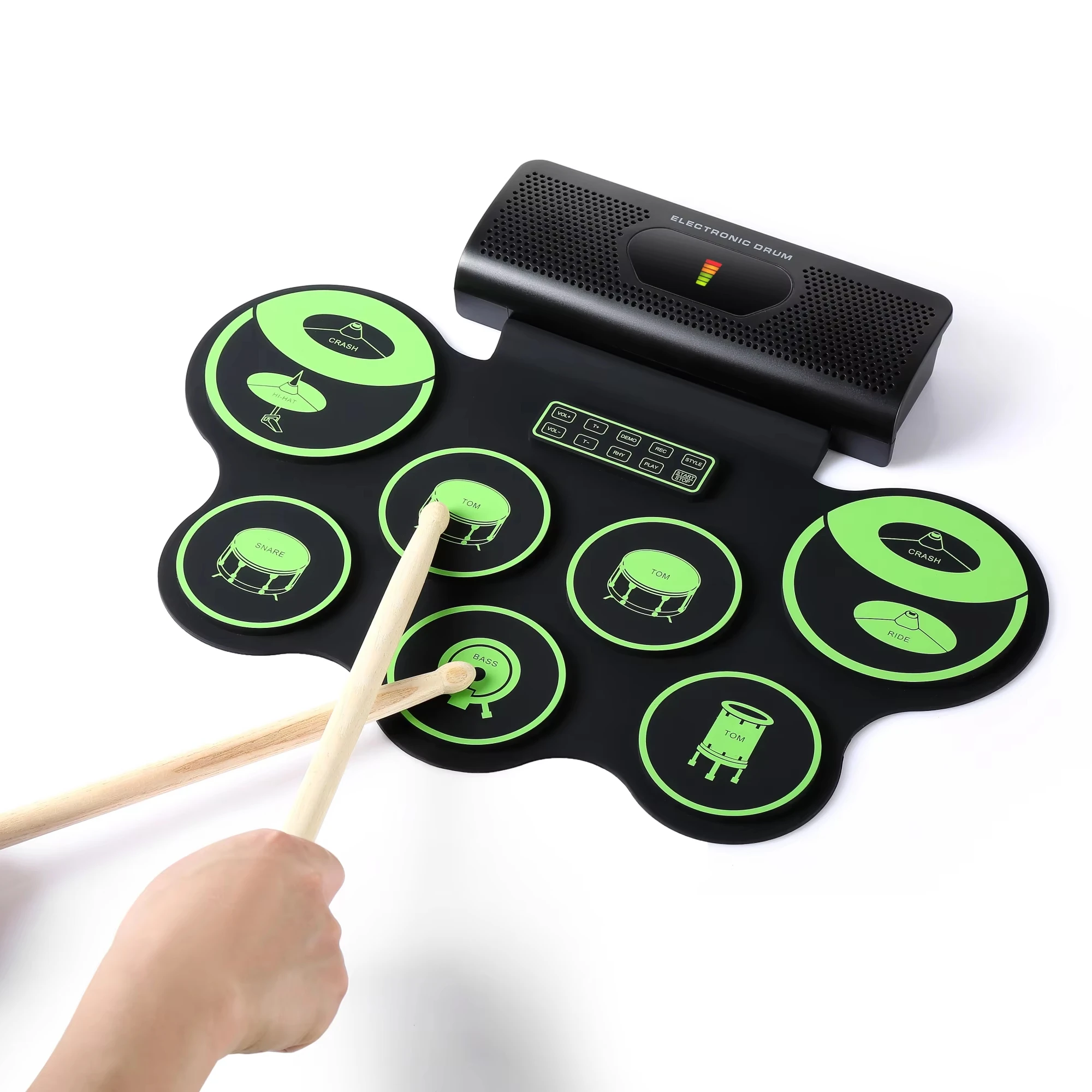 Portable Roll Up Practice Pad drums pad portable kit foldable silicone electronic drum pad kit USB Powered Drum Kit