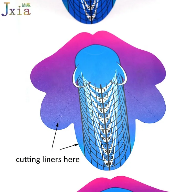 Jiexia Custom Logo Manicure Acrylic Extension Sticker UV Building Stencil 157g Paper Matt Color Nail Form
