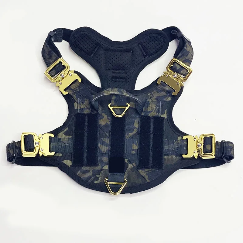 Tactical Dog Harness 4 Metal Buckles Tactical Dog Vest with Breathable Mesh Material