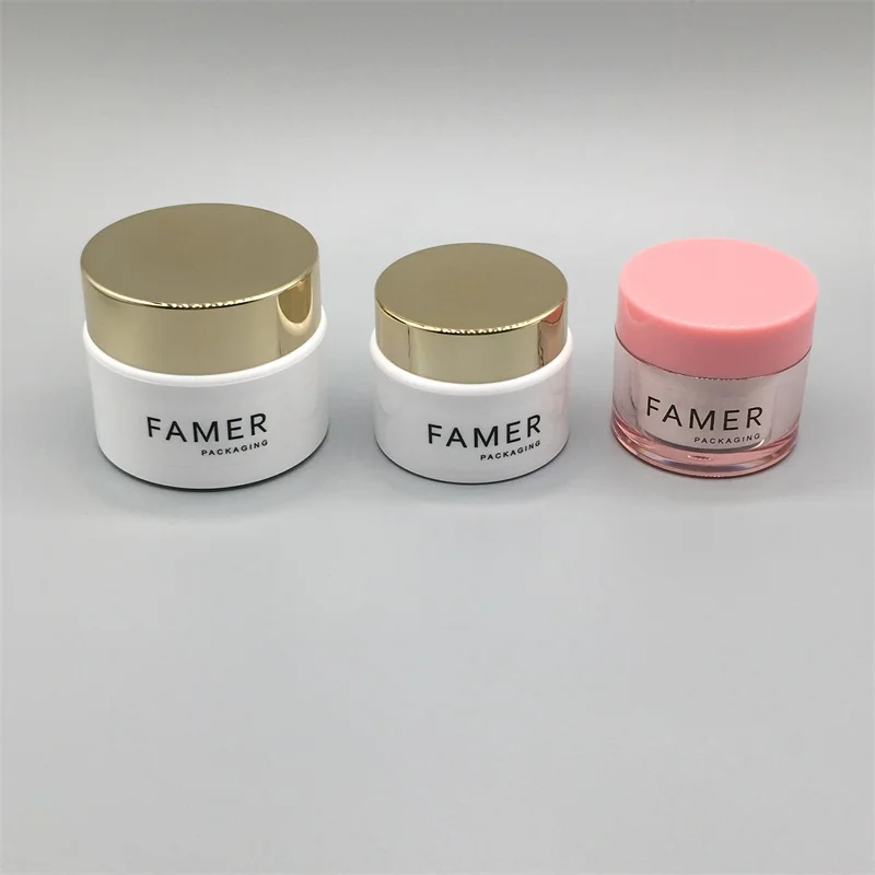 30ml 50ml Luxury skincare Day&Night cream JAR container packaging round  PS cosmetic jar with gold lid set  acrylic cream jar