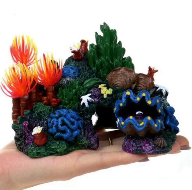 Custom Shaped Resin Coral Shell for Fish Tank Wholesale Landscape Aquarium Decoration Accessories