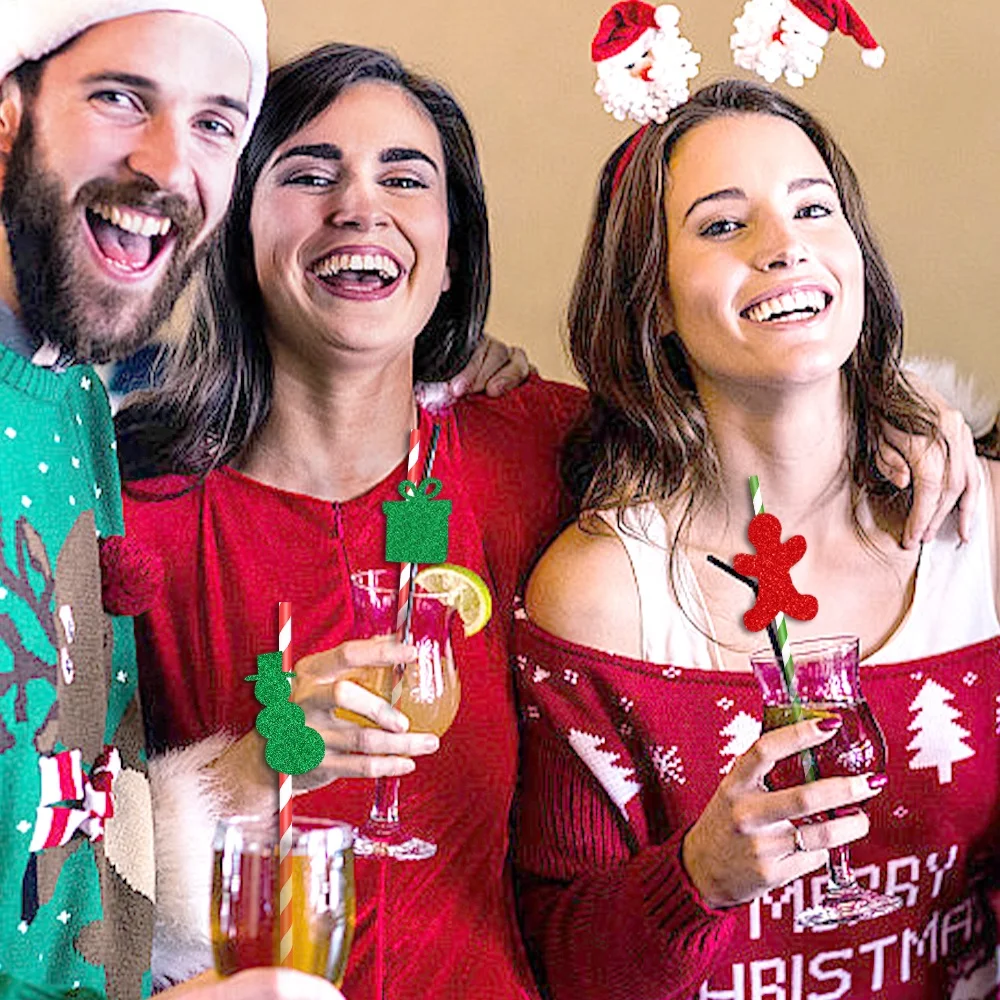Christmas Paper Straws for Christmas Party Favors Drinking Paper Straws for Christmas Party Decorations Birthday Party Supplies