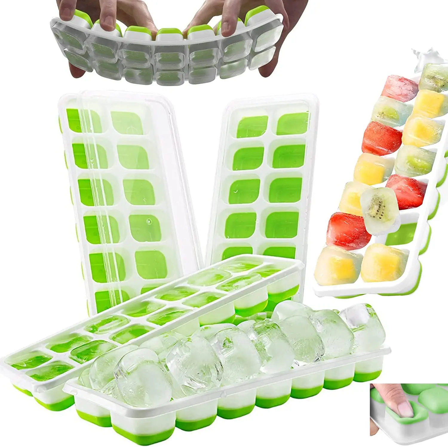 XX   Easy to demould Christmas mold 14 hole silicone ice tray with detachable cover