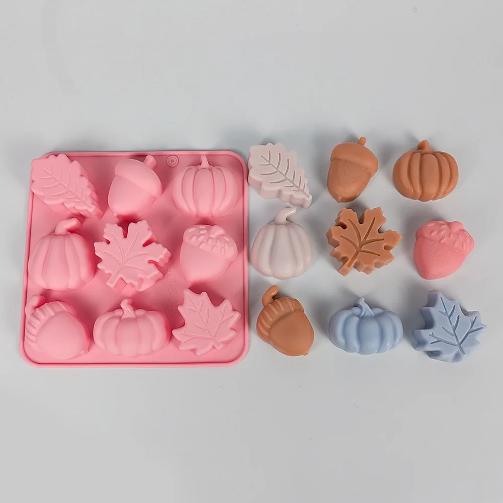 DIY 9 Cavity Leaf Pine Nut Pumpkin Chocolate Candy Cookie Fondant Cake Silicone Mold