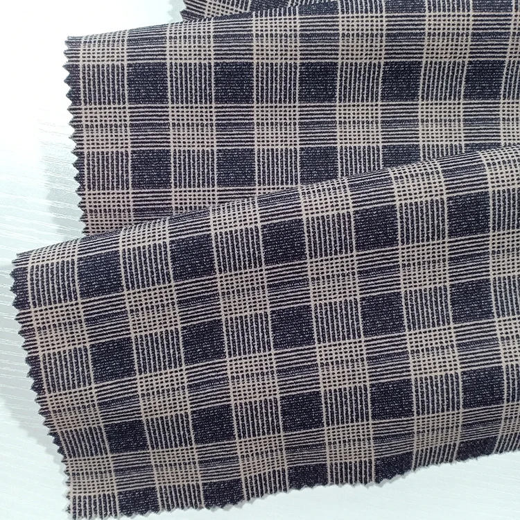 
custom plaid knitting twisting crepe printed polyester spandex fabric 