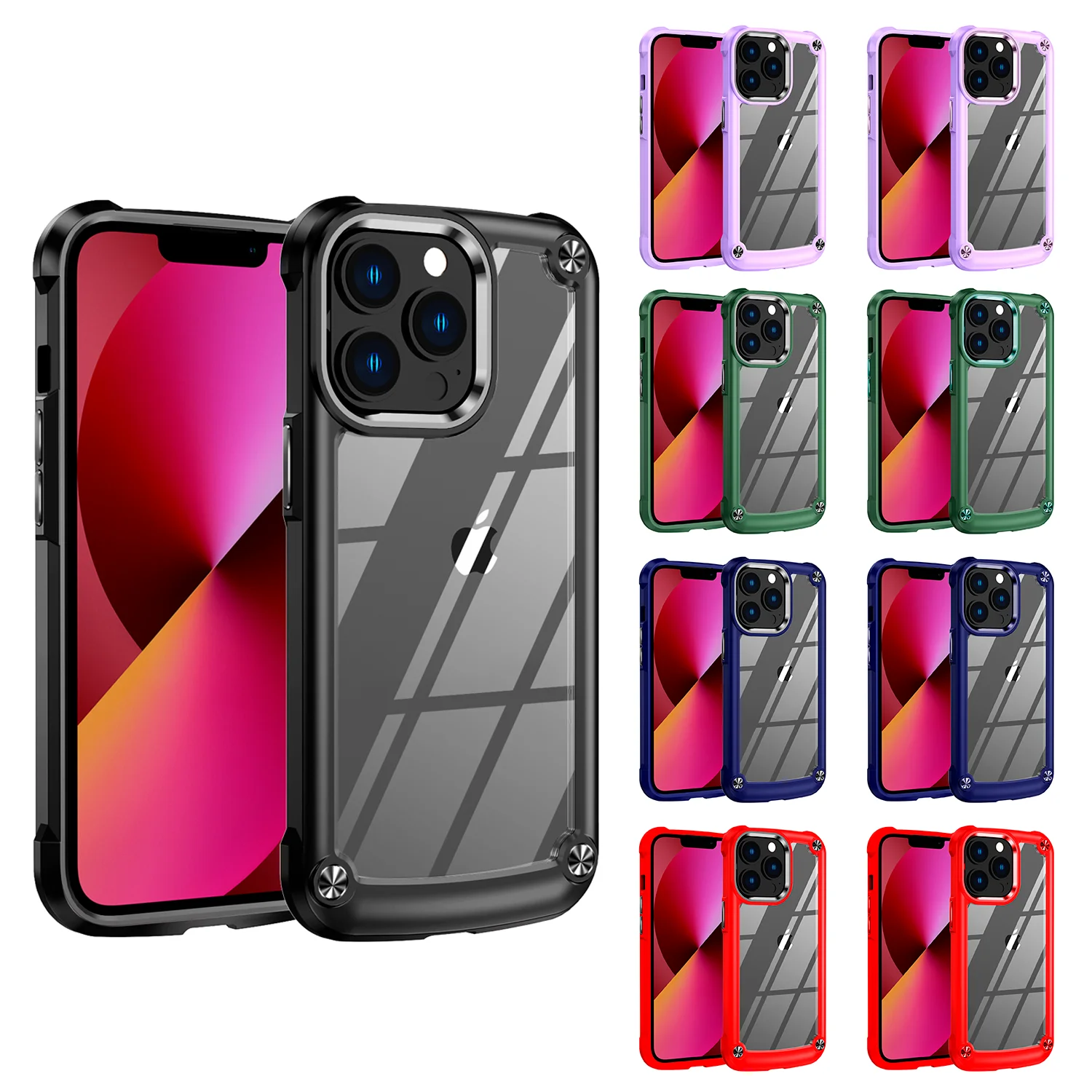 Чехол для телефона Geili 2022 с цветной границей, прозрачный чехол для телефона с защитой от падения для Iphone серии 13 14