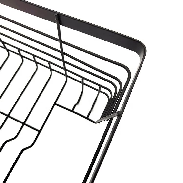 Square Metal Wire Dish Drying Rack ,Dish Drainer with Plastic Utensil Holder,Kitchen Storage Organizer Accessories