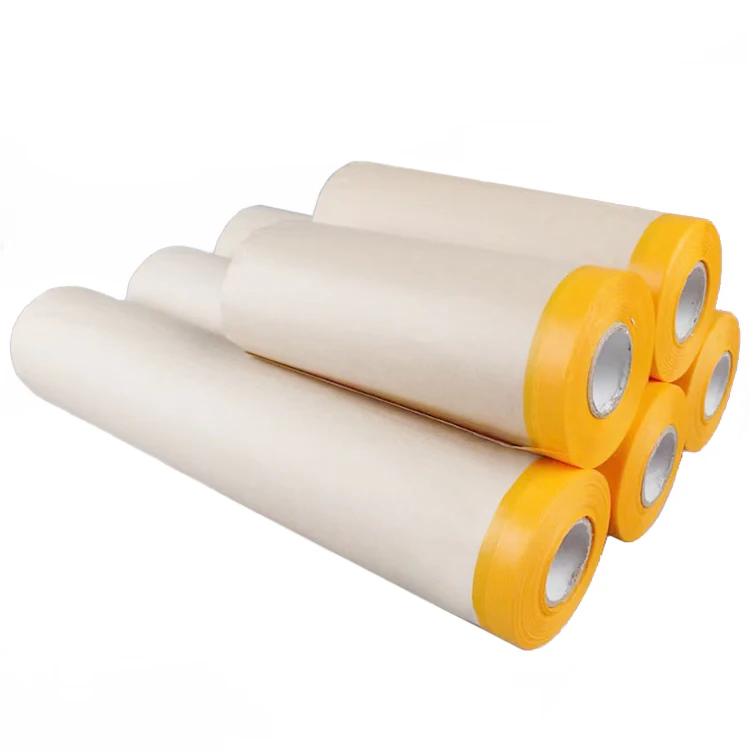 Pre-Taped Masking Film floor paint shield moving protective Car plastic film Heat Resistant Pre-Taped Masking Film
