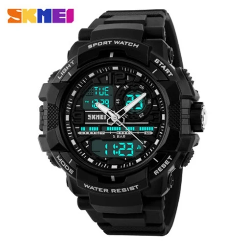 SKMEI 1164 men Digital+Quartz Wristwatch Waterproof Alarm Calendar Chronograph Back Light Watches