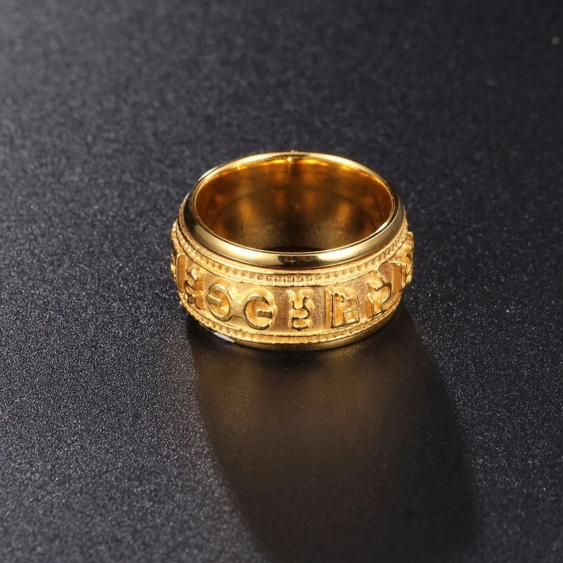 Luxury Mayan Gold Jewelry Men Alphabet Rings