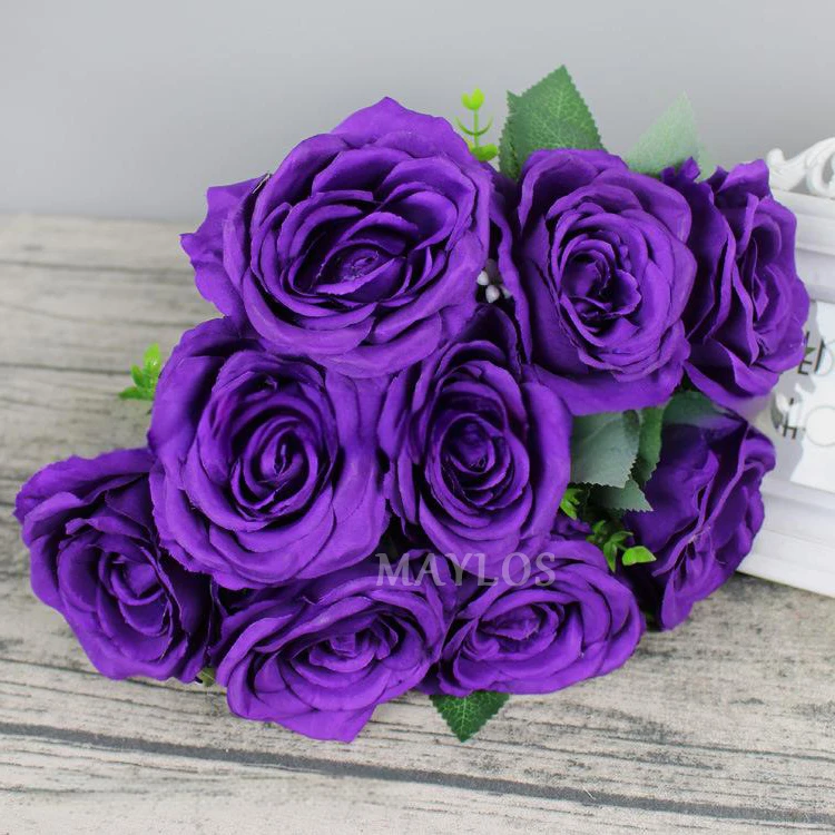 Свадебные рождественские столы Maylos украшение для отеля высококачественная искусственная Шелковая Роза с 10 головками розовый букет роз цветочный цветок