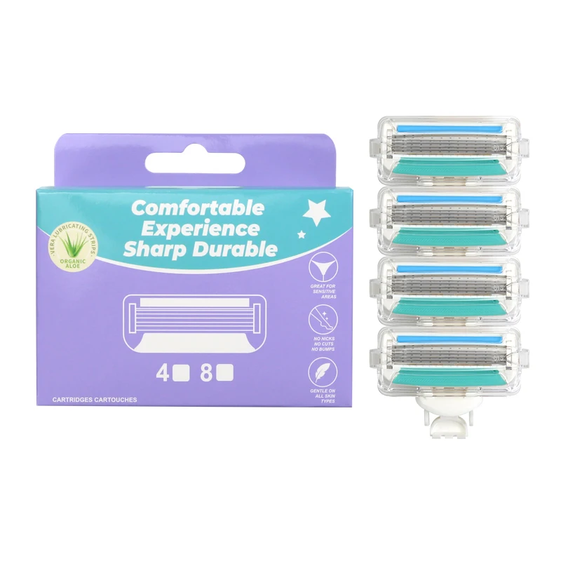 New Design 4 Cartridges/pack 5 Blade Women Germany Stainless Steel Blade Hair Remover Razor Blade Cartridge