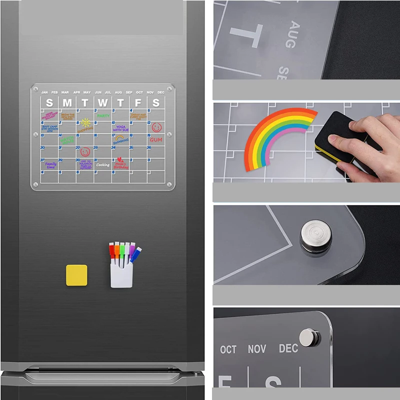Hot Sales Calendar Planners Erasable Magnetic Weekly Custom 2 Set Acrylic Dry Erase Board