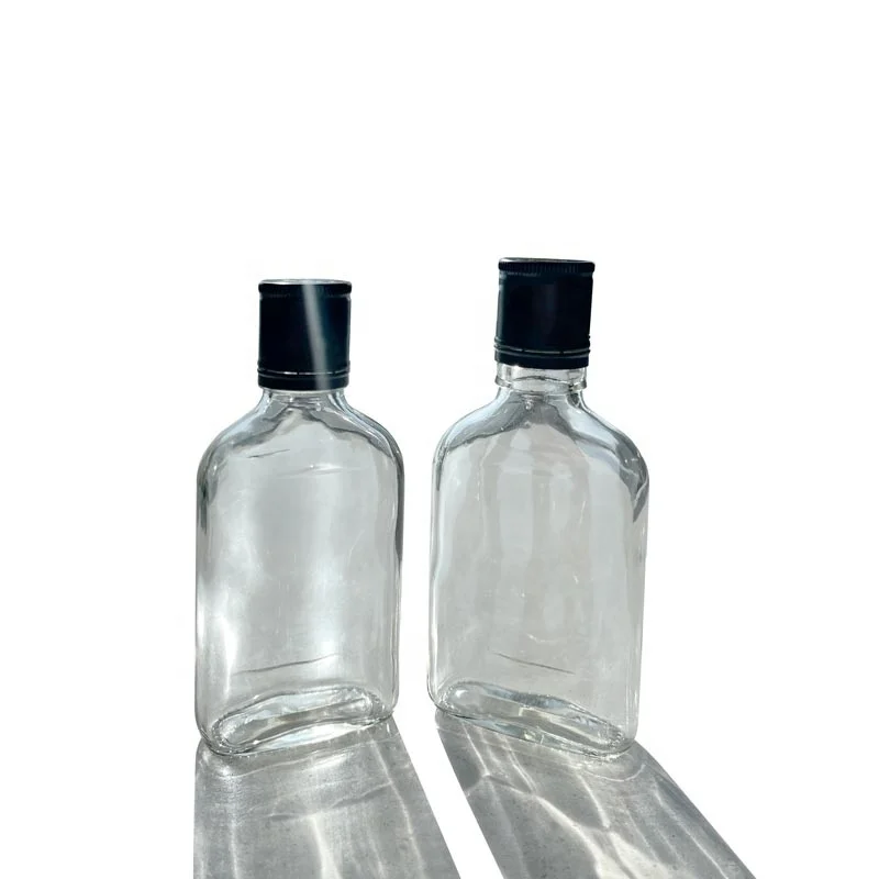 200ml New Design Custom Flat Empty Clear Liquor Wine Glass Bottle for Whisky, Rum, Tequila, Vodka, Liquor, Wine