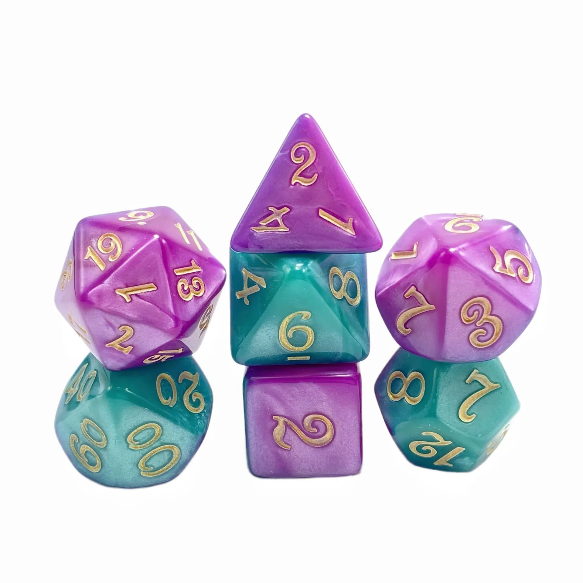 Two-Color Layered Dice Set Seven-Piece Set Of Acrylic Dnd Dice Polyhedral Custom Game Rpg Dnd Dice Set