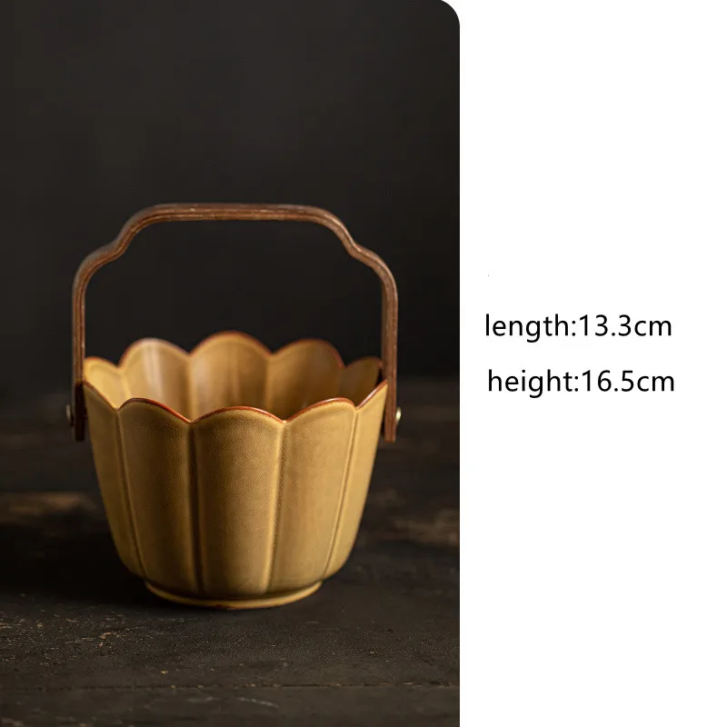 New Chinese Style Ceramic Storage Basket Fruit Basket Light Luxury High End Ceramic Plate