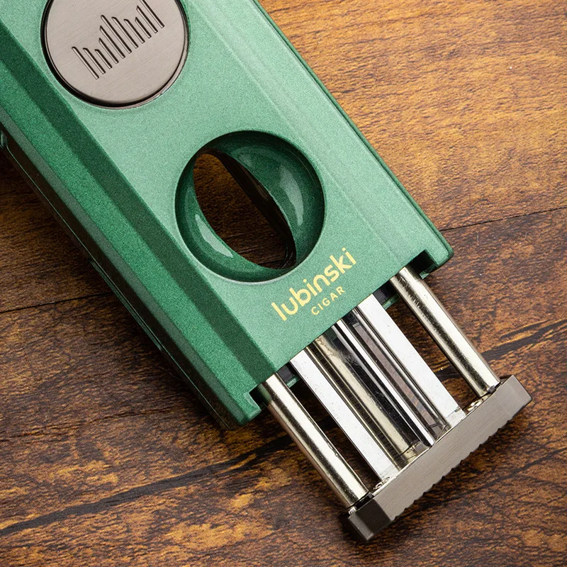 Multi Functional  Opener Cigarette Holder Needle V-shaped  Cutter Punch Zinc Alloy Blue Flame Double Straight Cigar Lighter