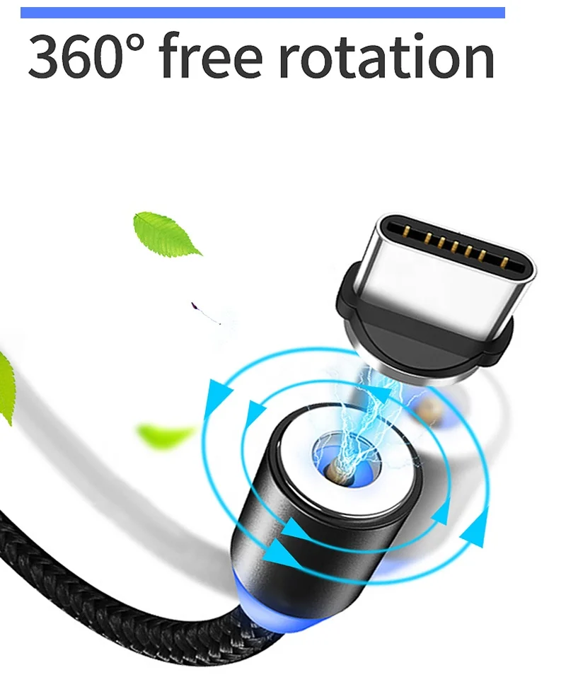 3 в 1 Плетеный USB зарядный кабель Магнитный адаптер Micro USB Type C зарядное устройство для iPhone и Android