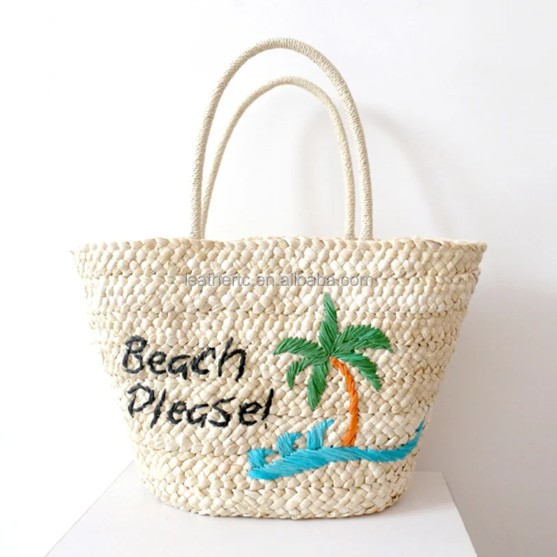 Designer custom corn husk hand-woven coconut tree straw bag one shoulder portable ladies bag holiday beach bag