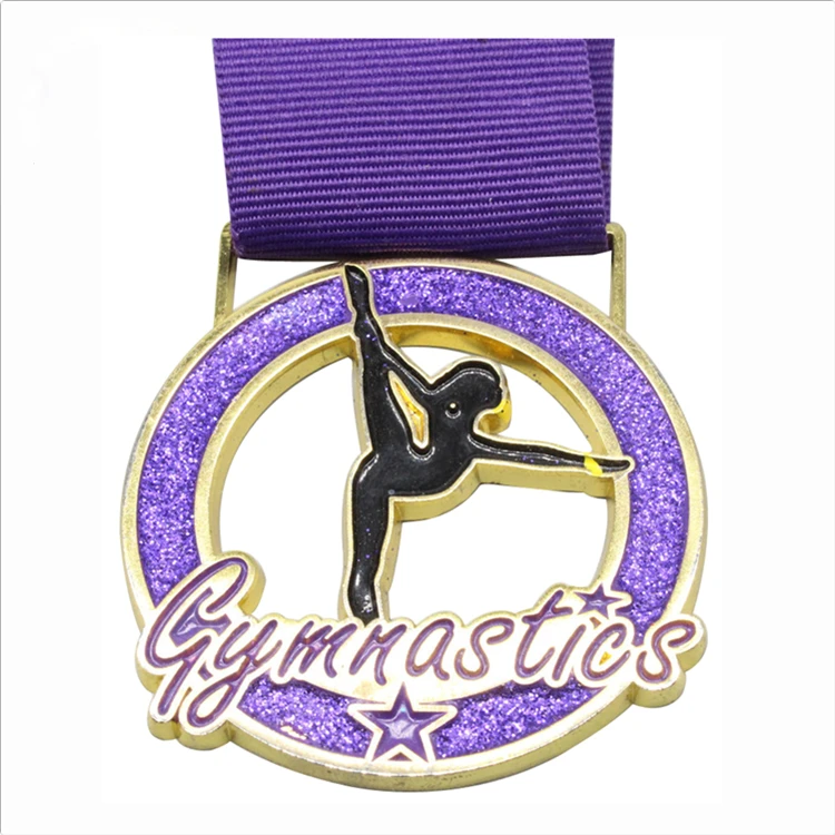 personalized glittering gymnastics pendant medallion