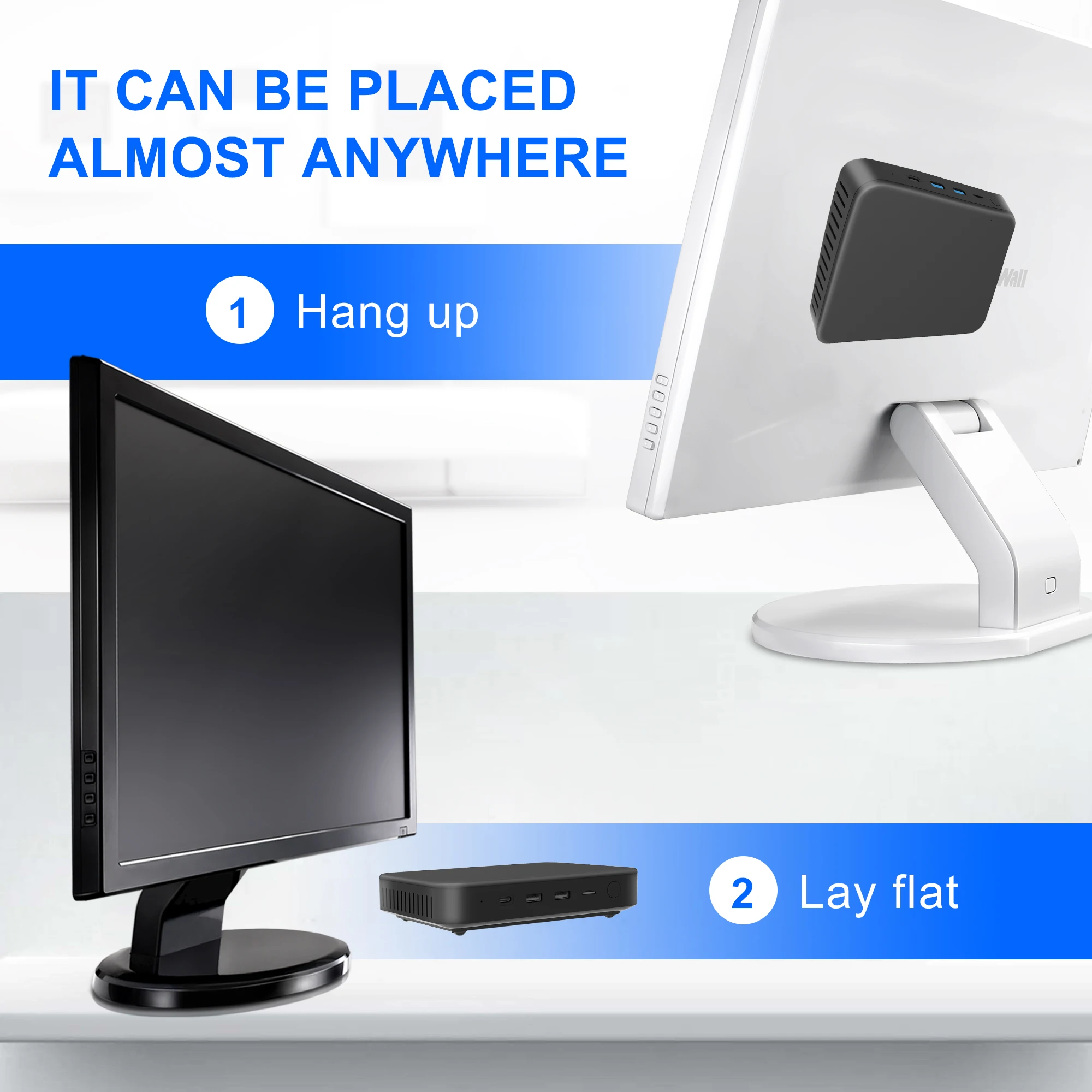 Factory direct sale Mini PC Win 10 Pro, 8GB RAM+256GB, BT 5.0, Mini Desktop Computer