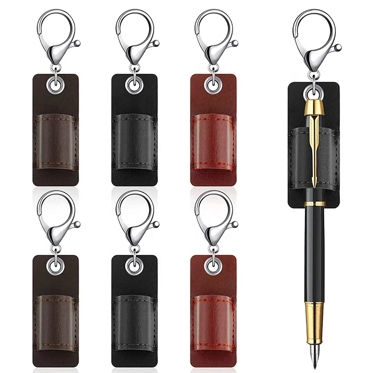 Custom Portable Leather Pen Holder Fashion PU Leather Pencil Holder Pocket Protector