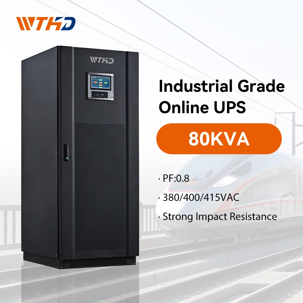 Industry Three Phase 80KVA 50hz/60hz 3 Phase Medical Uninterruptible Power Supply With Lcd Led Display External Battery