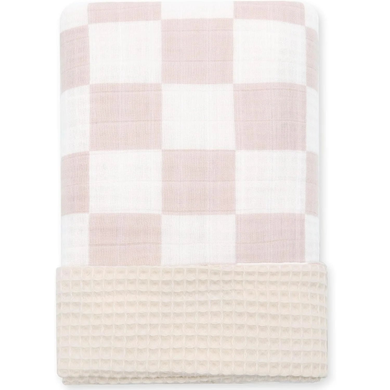 Custom 2 Layers Waffle Fabric Towel for Newborn Wrap Shower Gift with Printed Patterns Bamboo Cotton Baby Muslin Swaddle Blanket