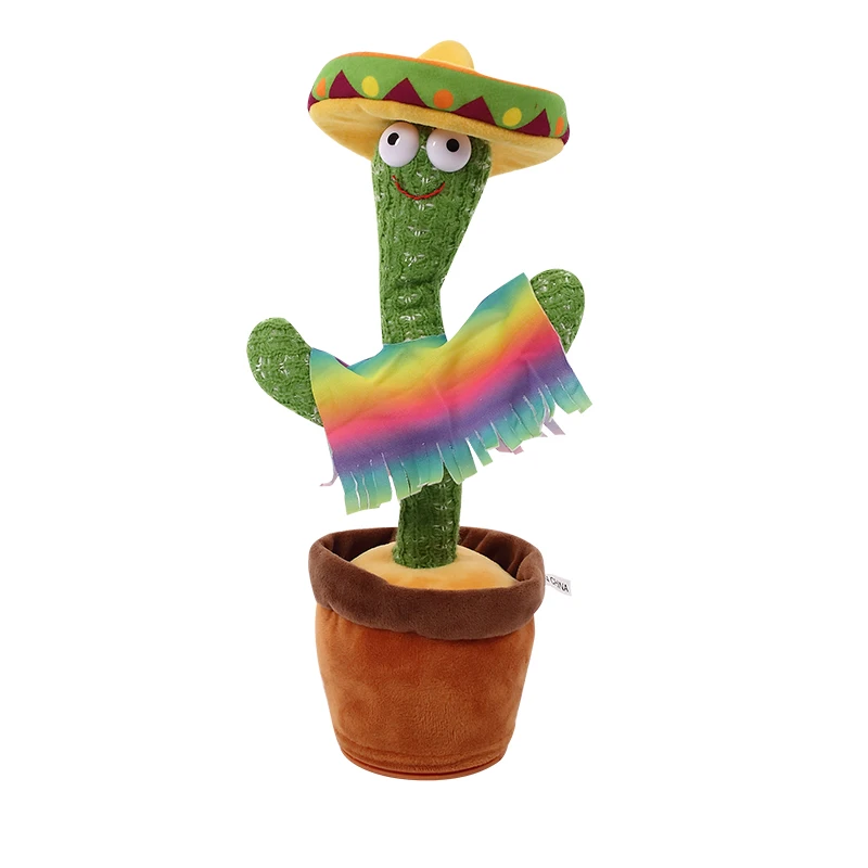 Dancing Cactus Stuffed Flowerpot Twisting Dance Doll Talking Singing Music Recording Lighting Plush Toy