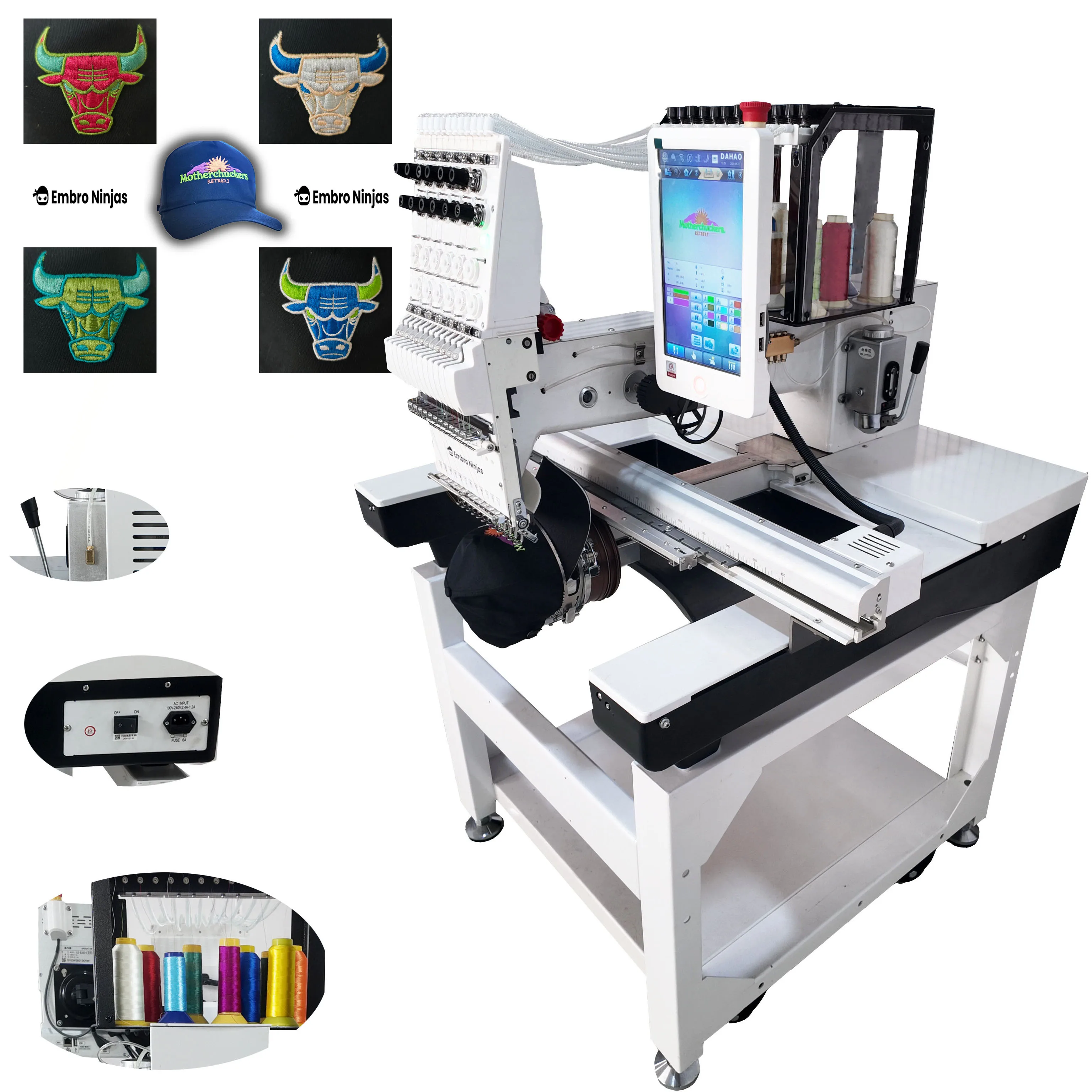 Embro Ninjas 500*800 мм одноголовная плоская вышивальная машина шапка футболка 12/15 иглы Компьютеризированный 1200 об/мин новый подшипник двигателя
