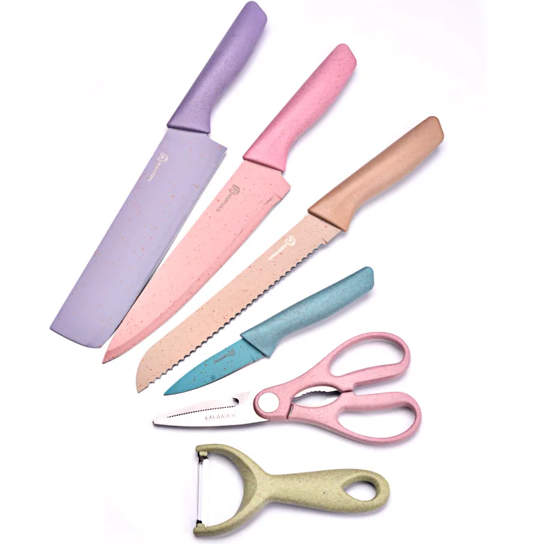 xnmaysun hot selling Perfect Present sharp 6pcs macaron Color Chef Knives set kitchen knife set in Gift Box for cutting