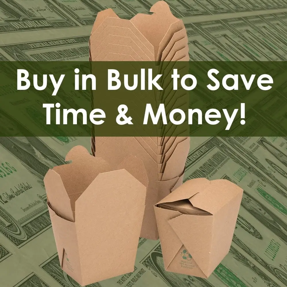 Recyclable Restaurants Food Delivery Service Container Stackable Pails Brown Chinese Mini Take Out Boxes