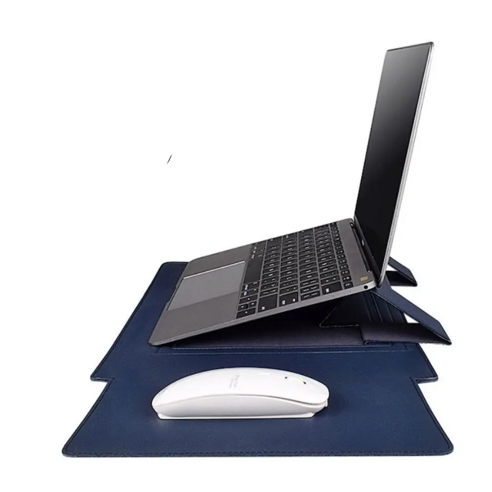 America PU Leather Laptop Sleeve Protective Holder Laptop Case with Stand and Mouse Charge Cable Bag