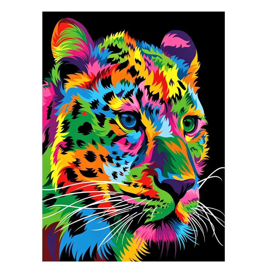 
Manufacturers selling hand-painted 40*50CM colorful cheetahs DIY oil painting by numbers 