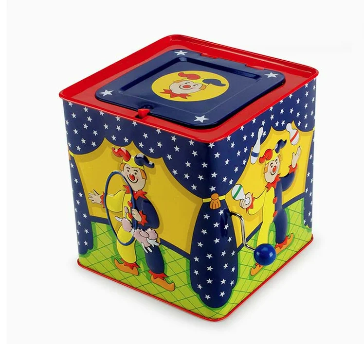 Customize tin can pop up puppet toy hand crank music jack in the box gifts for Children 2024 OEM ODM