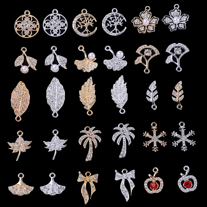 Ornament DIY handmade alloy material pendant parts diy flower leaf jewelry bracelet accessories