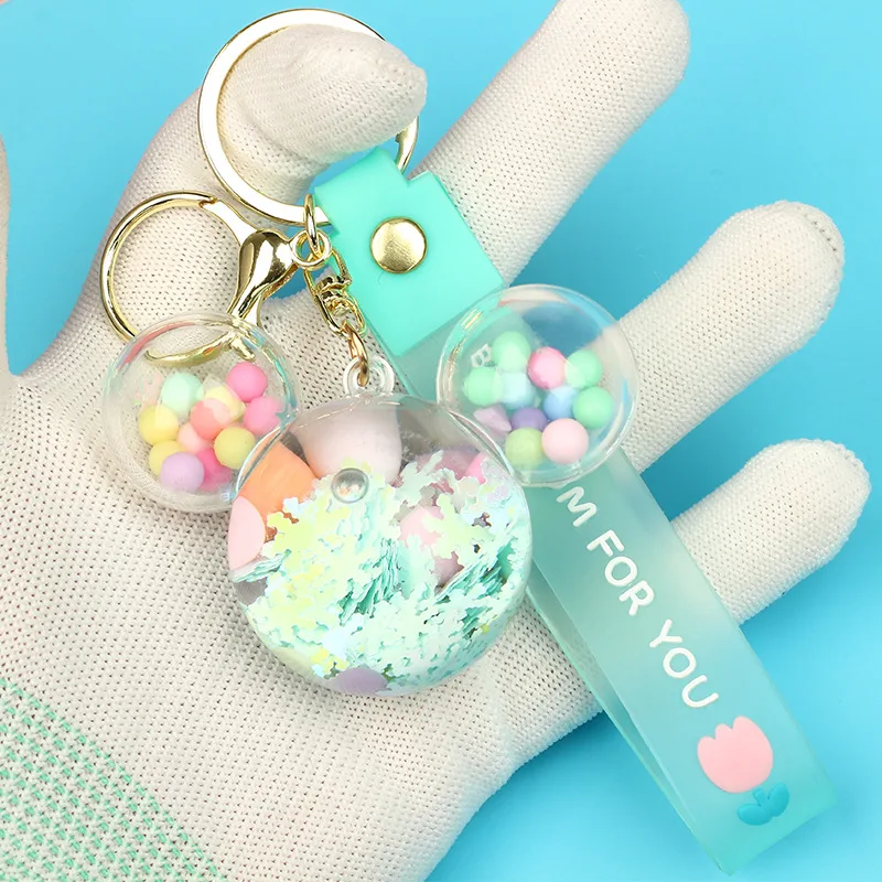 Wholesale Oil Pearl Mickey Head Flowing Sand Keychain Pendant Buckle Personalized Book Bag Acrylic Doll Pendant