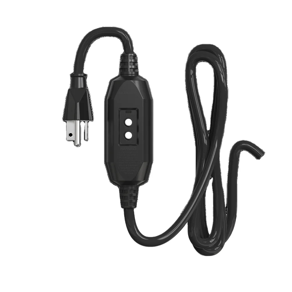 ELEGRP G20CA In-line Portable GFCI cord Waterproof 125V 15 amp Self-test 3 Pin gfci plug extension cord