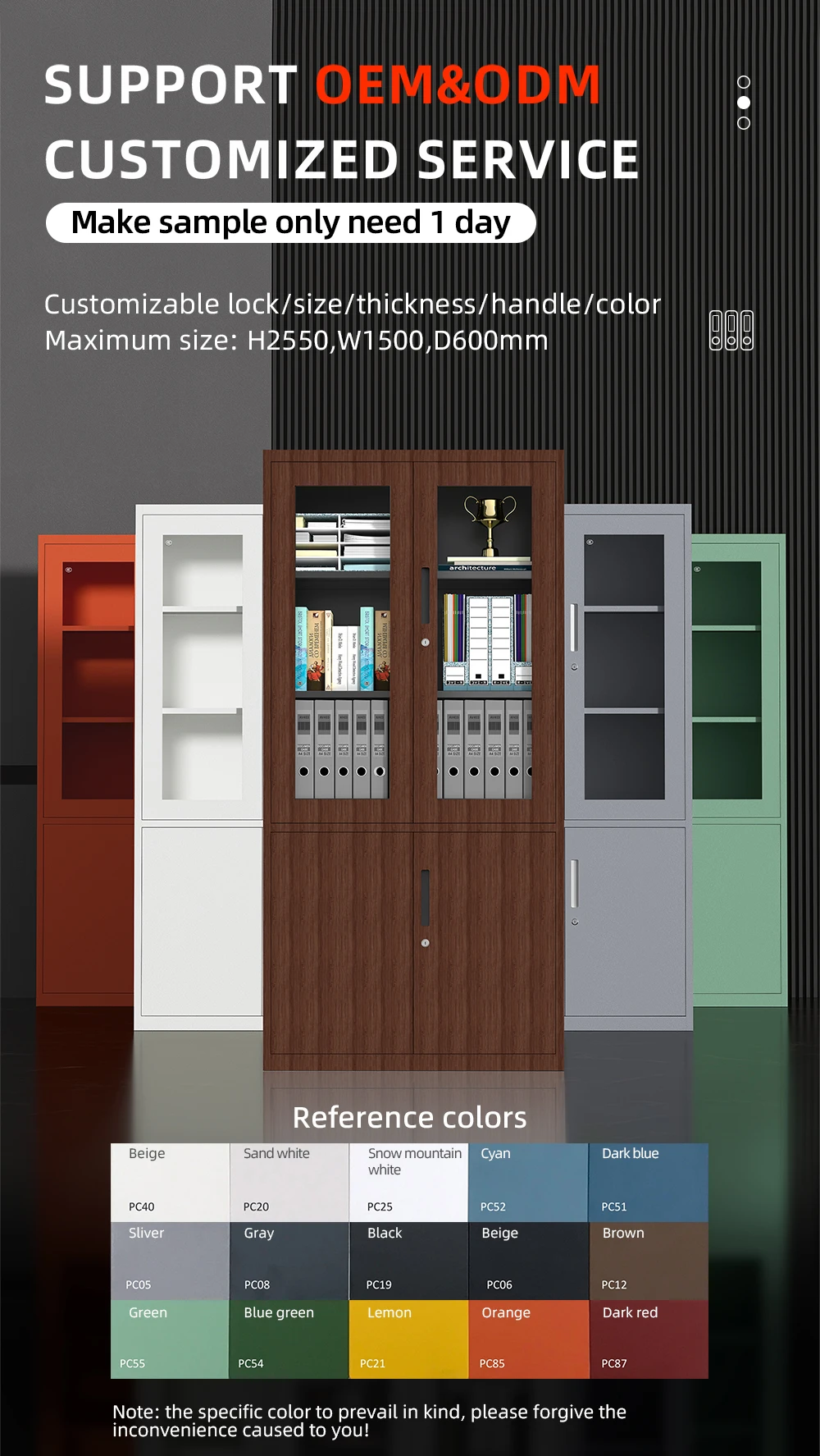 Guangzhou Factory Cheap Price Office Steel Instrument Glass Door Storage File Cabinet Office Furniture Filling Cabinet