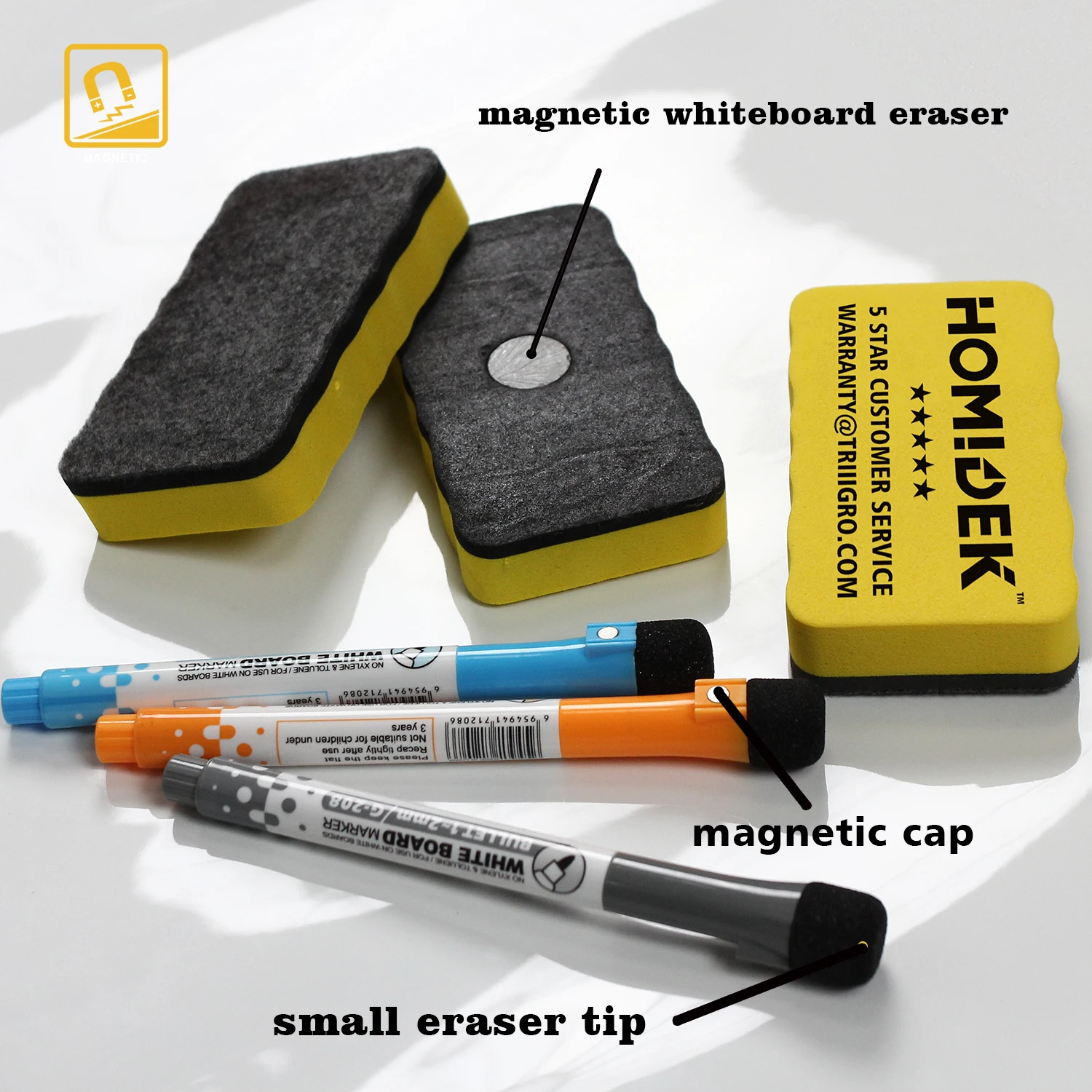 HOMIDEK Whiteboard Eraser School Dry Erase Magnetic Board