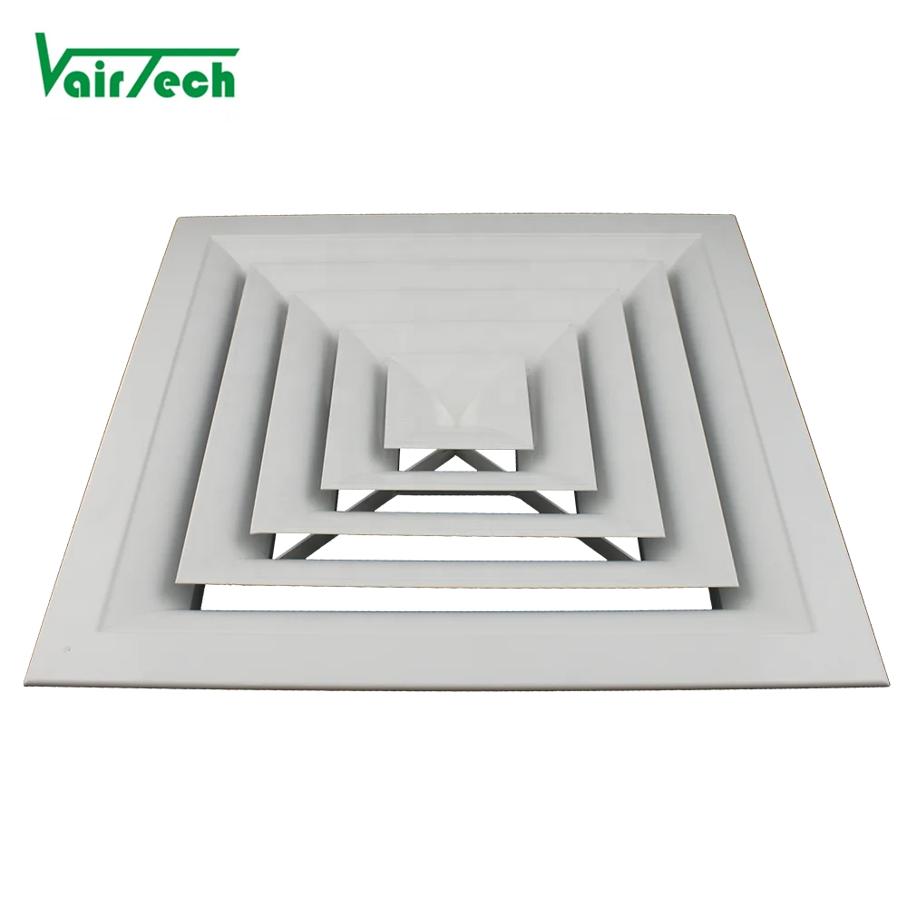 Powder coated 4 way supply ceiling air conditioning diffuser