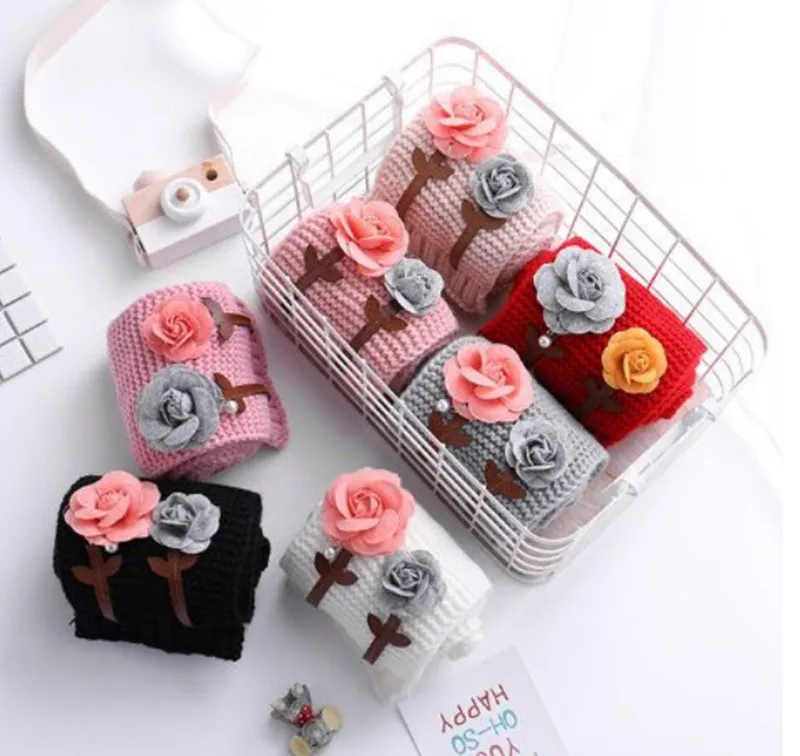 Baby Girls Knitted Hat Scarf Set Boys Kids Warm  Faux Fur Pom Crochet Skull Cap Beanie Hats