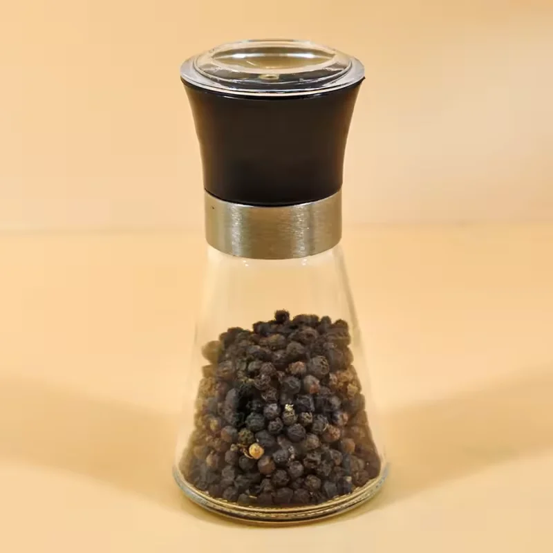Mini Size 80ml Salt & Pepper Grinder Glass Jar, Pepper Salt Spices Seed Mill Grinder Glass Bottle