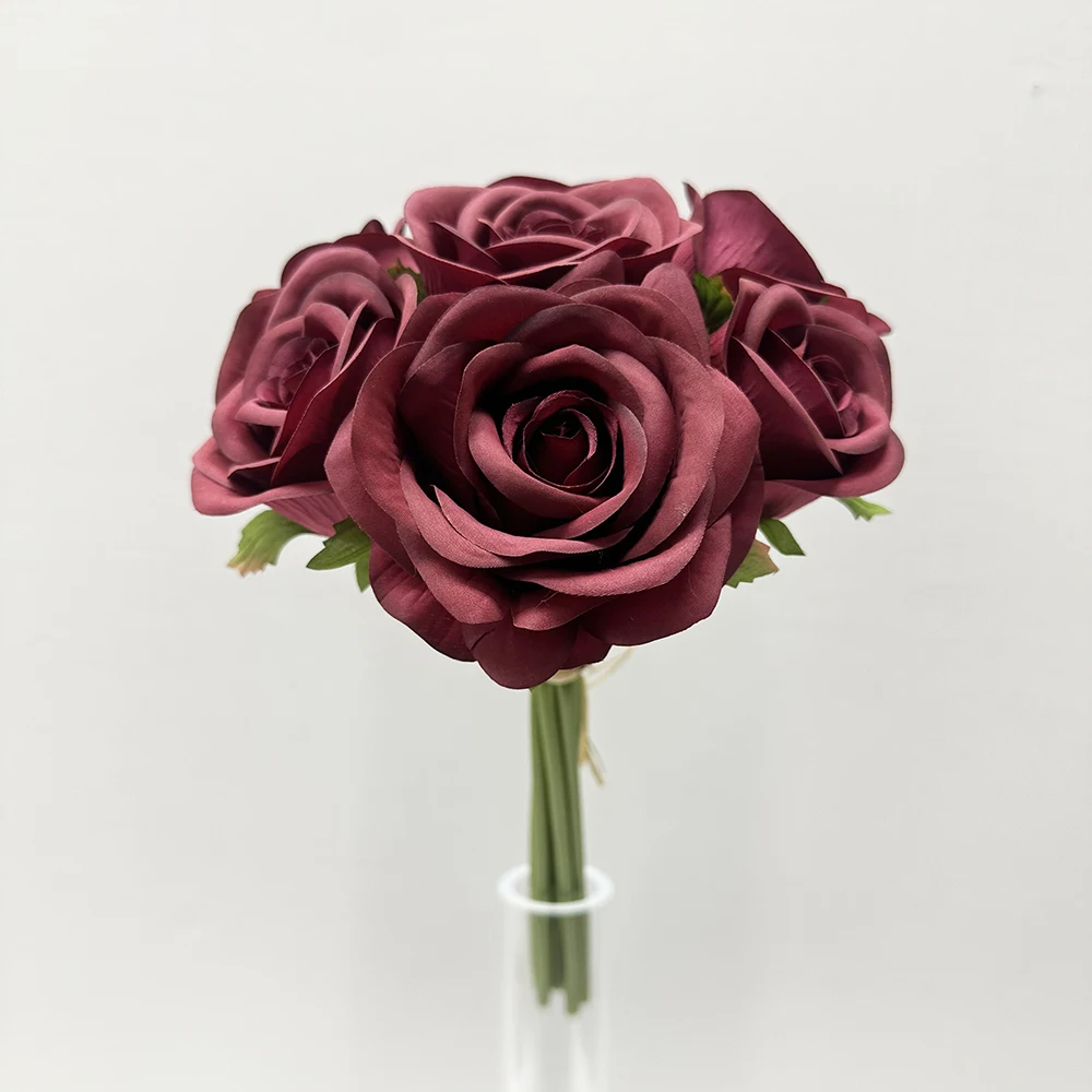 Classic Silk Brides Bouquet Wedding Rose Flower Holding Bouquet Dusty Blue Rose Floral Bouquet Wedding Decoration