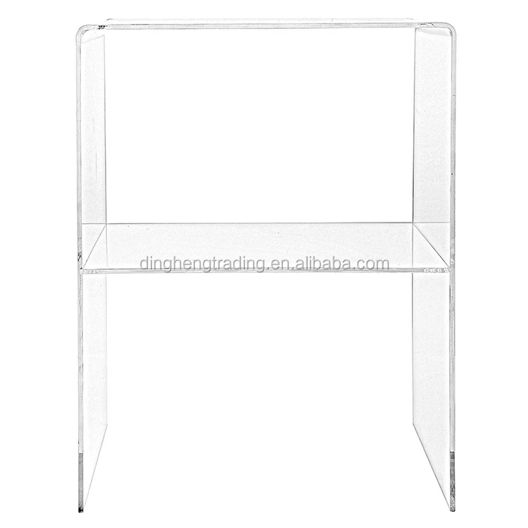 Custom Modern 2 Tiered Clear Acrylic Bed Side Table Living Room Furniture
