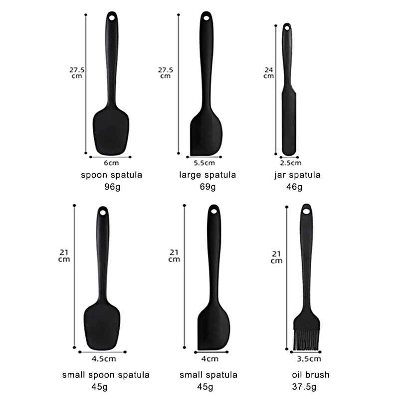  6 Piece Non-stick Spatula Oil Brush Food Grade Silicone Kitchenware Utensils Set Baking