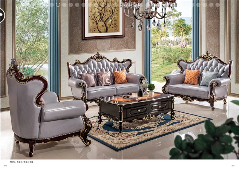 Классический набор диванов Chesterfield, деревянная резьба, кожаная мебель для гостиной, античный диван